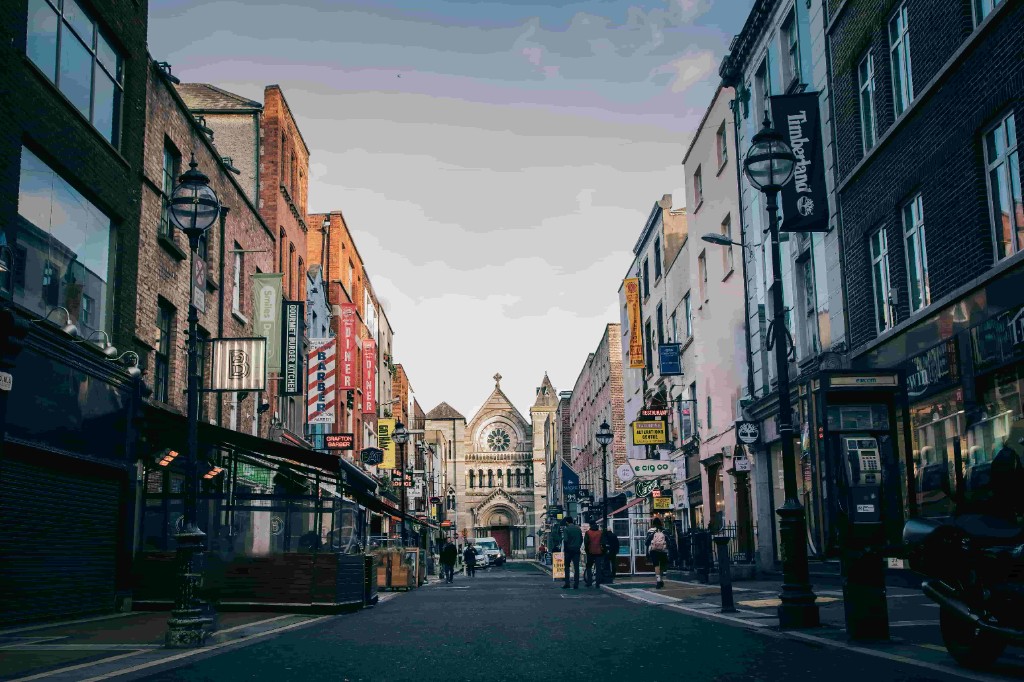 Street view of Dublin city centre, Ireland